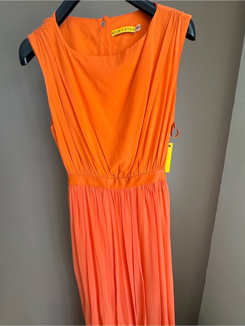 Alice+Olivia by Stacey Bendet Leather Waist Soft Orange Maxi Dress/ Gown/6/NWT - Picture 13 of 17